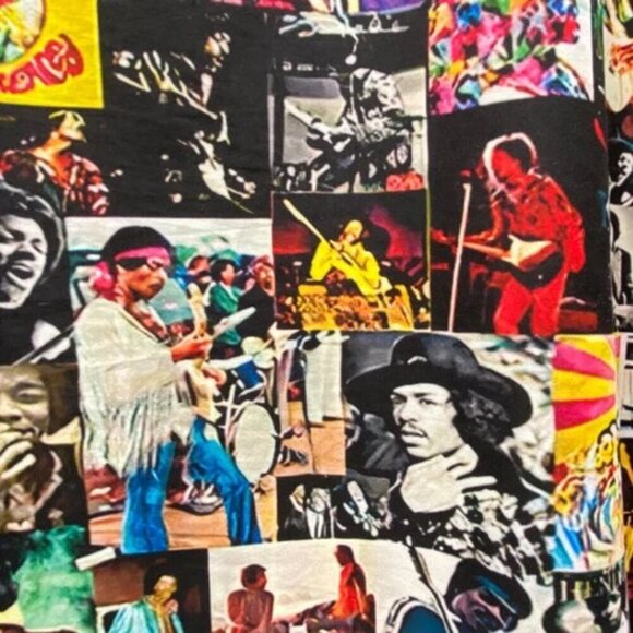 Jimi Hendrix Photo Collage Shirt Men's 3X/4X Hawaiian Style Camp Top Rare EUC - Picture 5 of 8